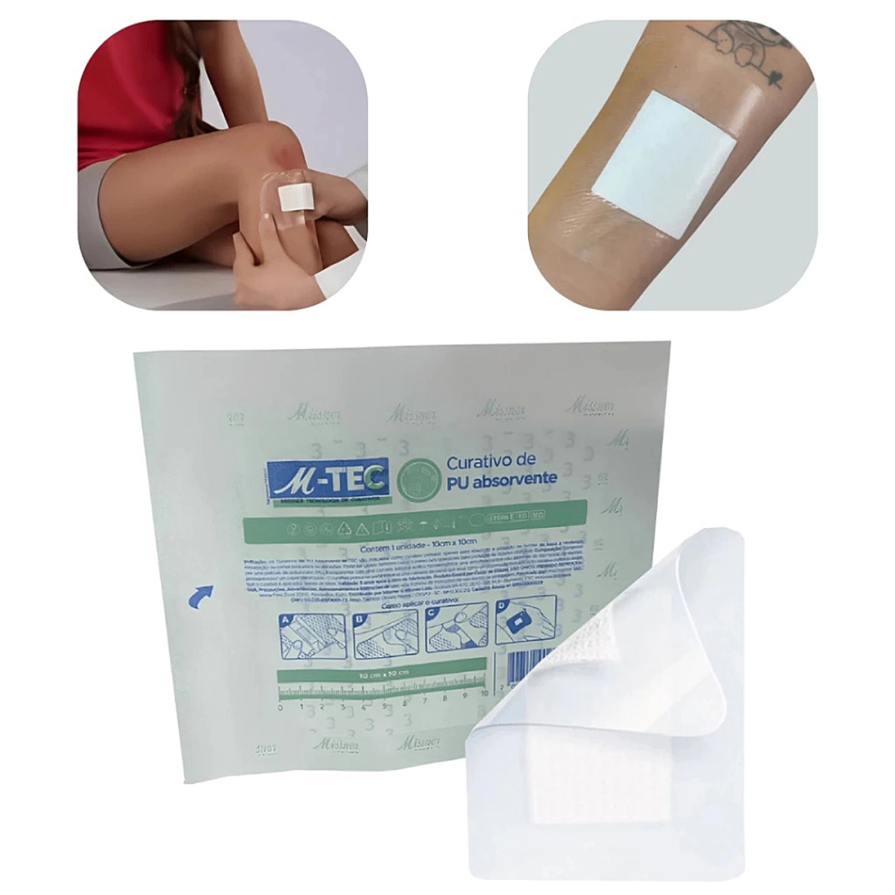 Curativo Filme De PU Poliuretano Espuma Absorvente Hipoalergênico M-TEC 10 x 10 cm Missner Curativo Filme De PU Poliuretano Espuma Absorvente Hipoalergênico M-TEC 10 x 10 cm Missner