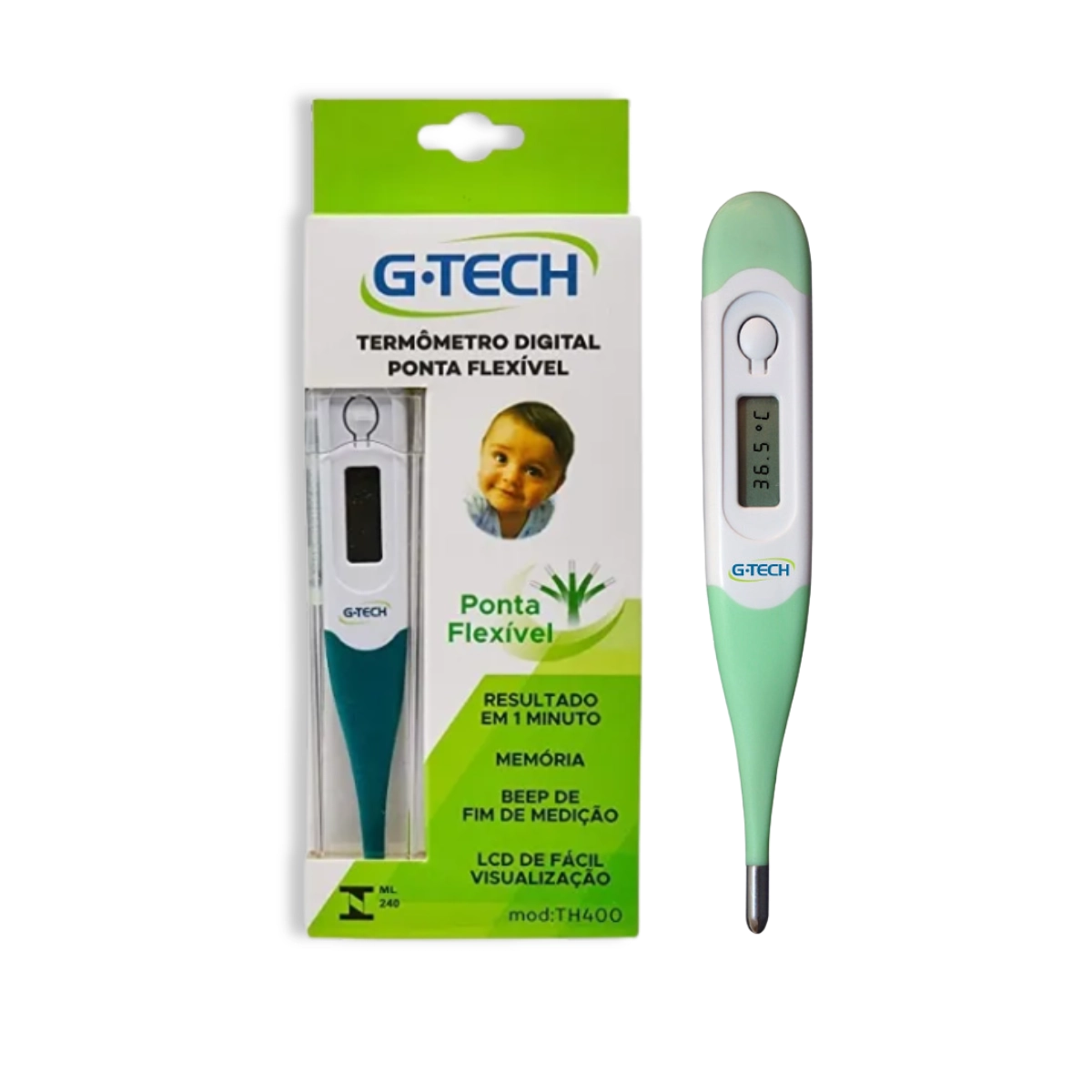  Termômetro Clinico Ponta Flexível  G-tech 