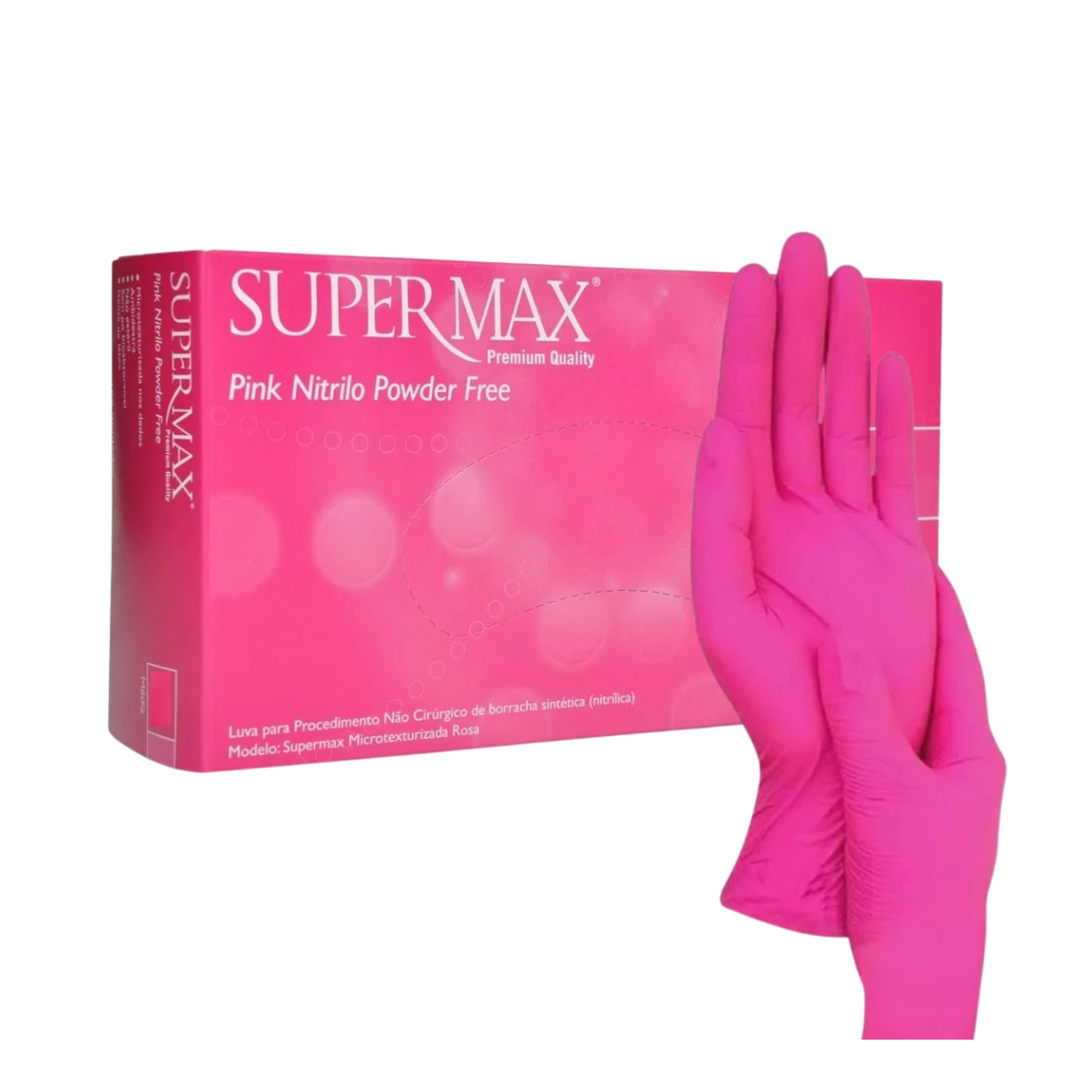 Luva para Procedimento Nitrílica Rosa SuperMax