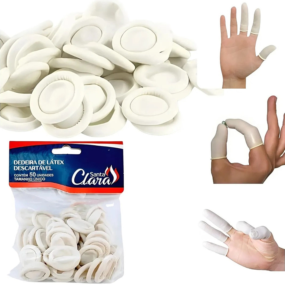 Dedeira De Latex Descartavel Luva Proteçao Para Os Dedos 50 Unidades Santa Clara