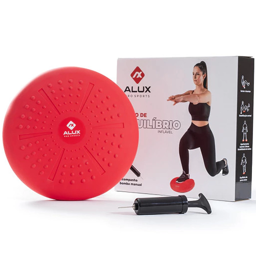 Disco de Equilíbrio Inflável 33 cm Pilates Yoga Exercícios Com Bomba de Ar ALUX
