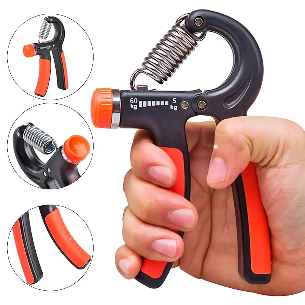 Hand Grip Com Mola Ajustável De Intensidade 5 A 60Kg Fortalecedor Antebraço Punho Fisioterapia Fitness Com Contador Alux