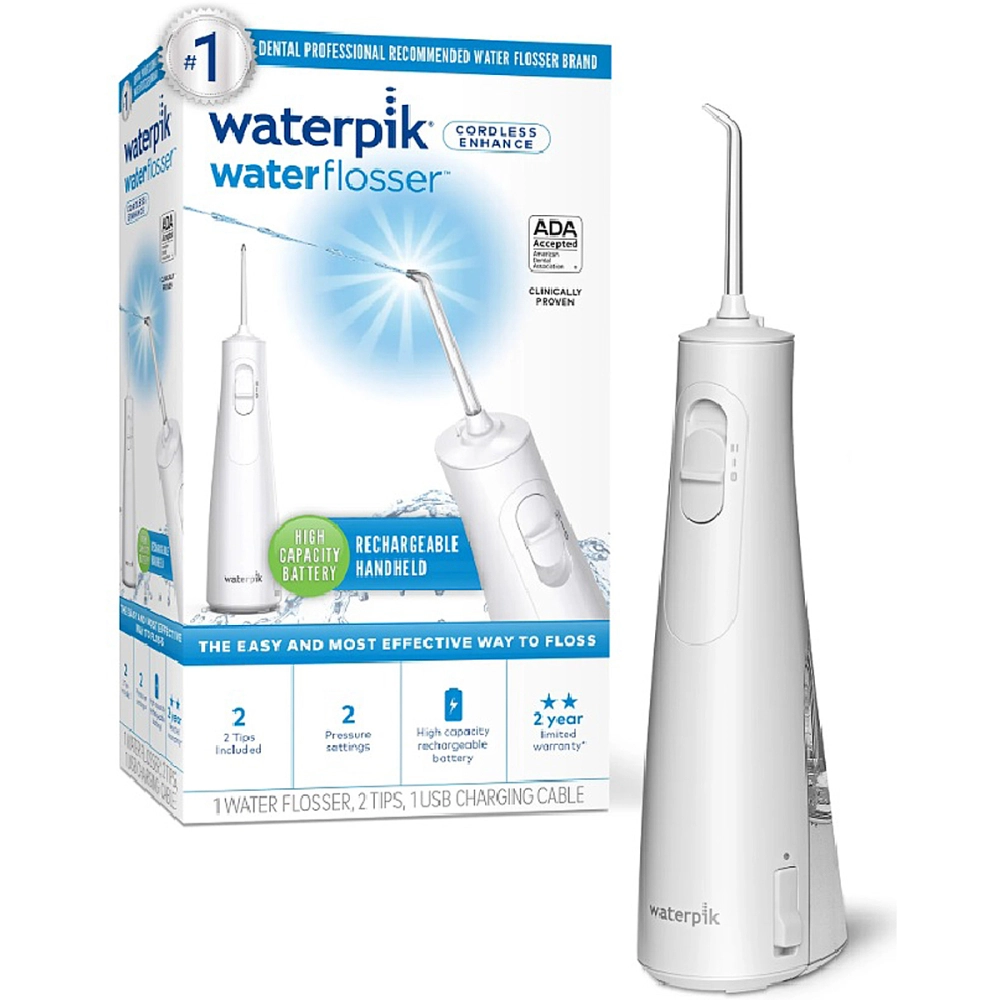 Irrigador Aparelho de Limpeza Higiene Bocal Oral Dental Elétrico Portátil USB Bivolt 177 ml Waterpik Cordless Enhance WF21 
