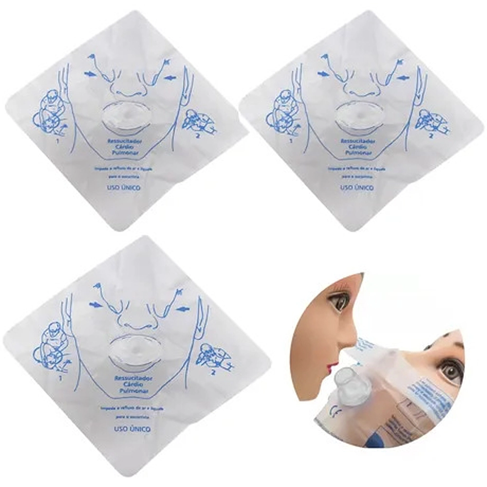 Máscara De RCP Descartável Ressuscitador Cárdio Pulmonar Ortoplus Kit Com 3 Unidades