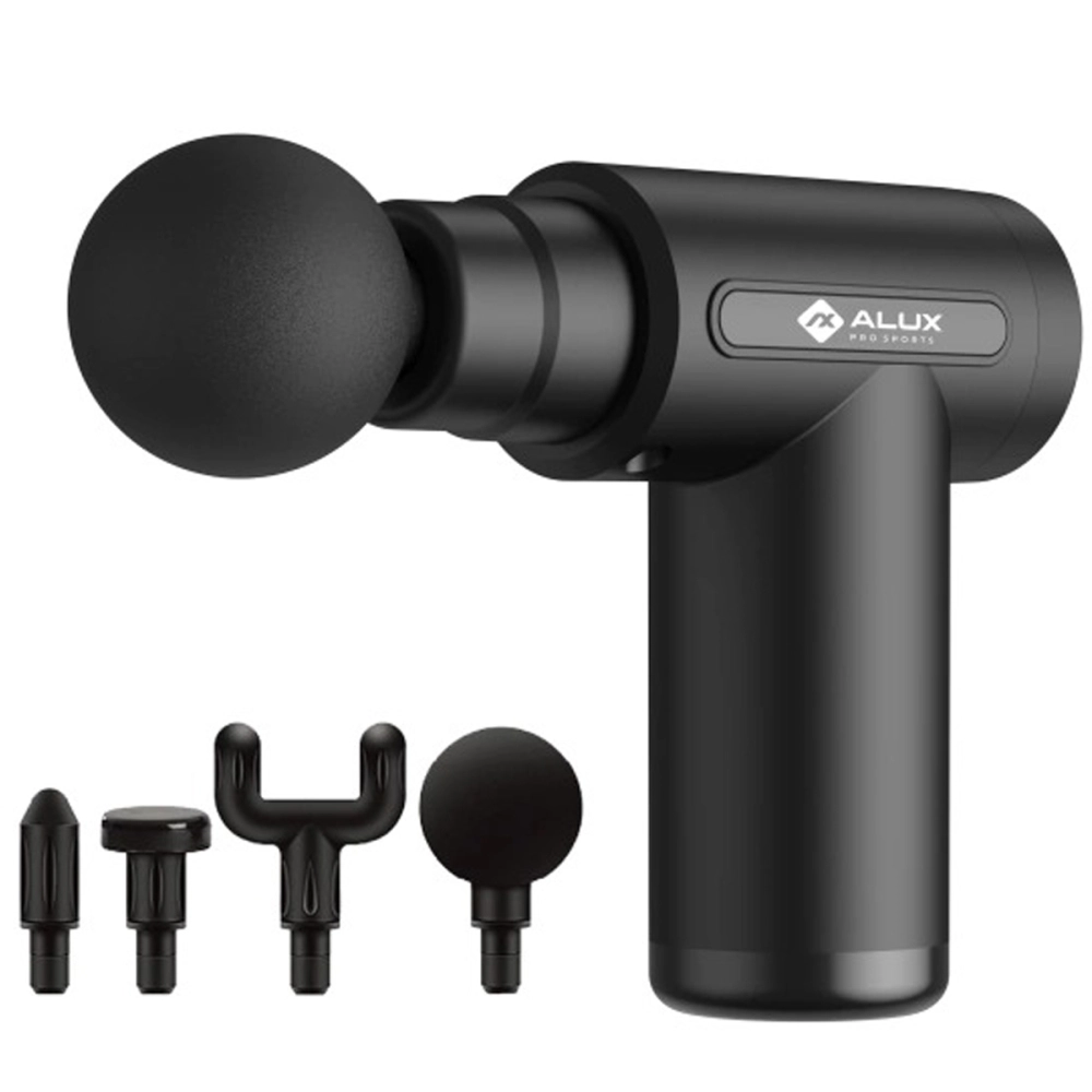 Massageador Recarregável Muscular Corporal Elétrico Pistola Massageadora Portátil Sem Fio Alívio Dor Relaxamento Liberação Miofascial Com 4 Ponteiras + Estojo Para Transporte Alux