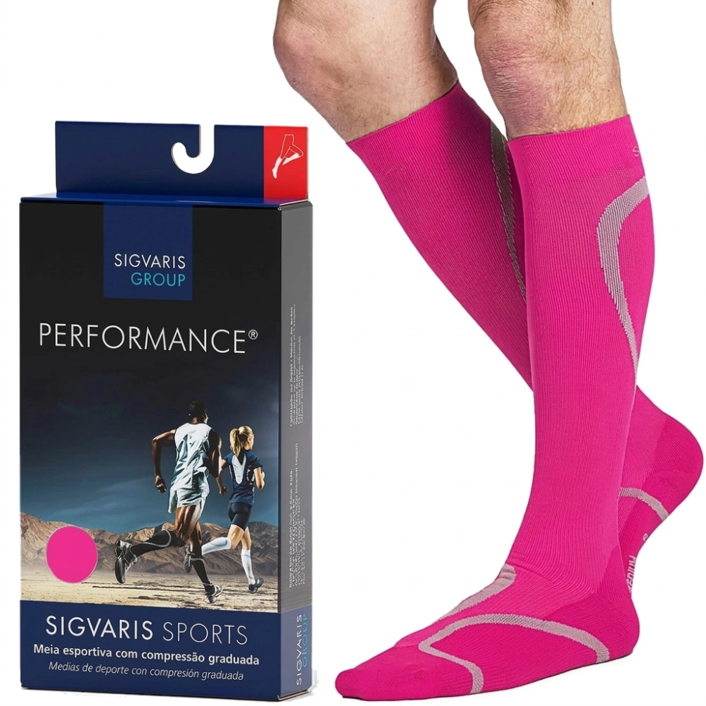 Meia de Compressão Esportiva Performance 20-30mmHg Sigvaris Rosa Meia de Compressão Esportiva Performance 20-30mmHg Sigvaris Rosa