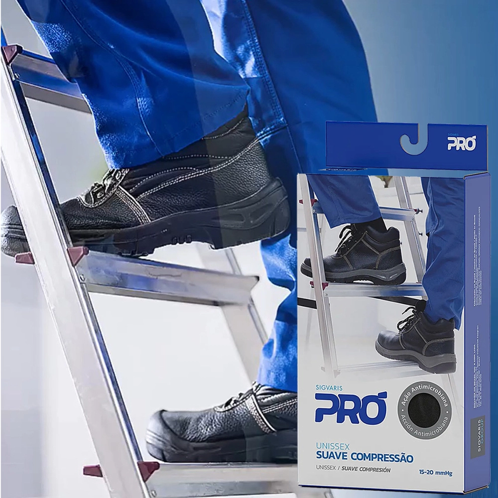 Meia De Compressão Suave Graduada 3/4 Pró Preta 15-20 mmHg Unissex Sigvaris Meia De Compressão Suave Graduada 3/4 Pró Preta 15-20 mmHg Unissex Sigvaris