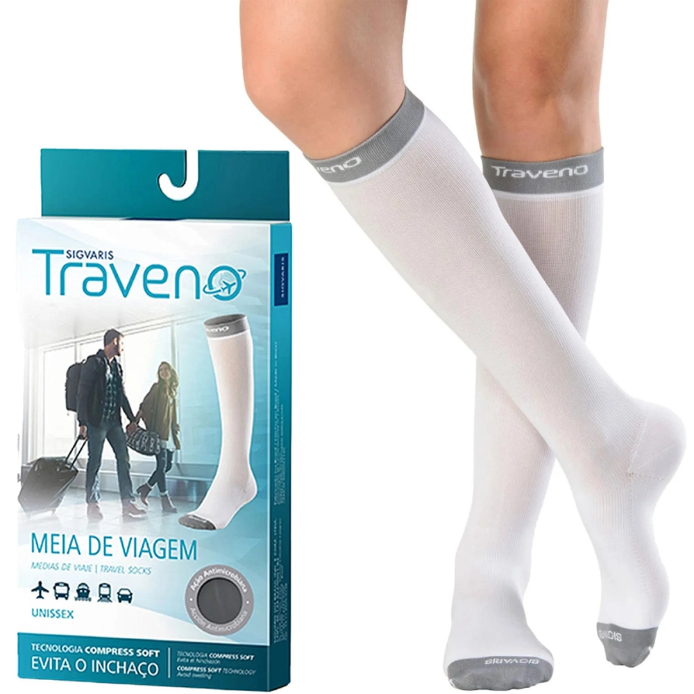 Meia Para Viagem 3/4 Compressão Suave Traveno Fechada Evita Inchaço Unissex Sigvaris Meia Para Viagem 3/4 Compressão Suave Traveno Fechada Evita Inchaço Unissex Sigvaris