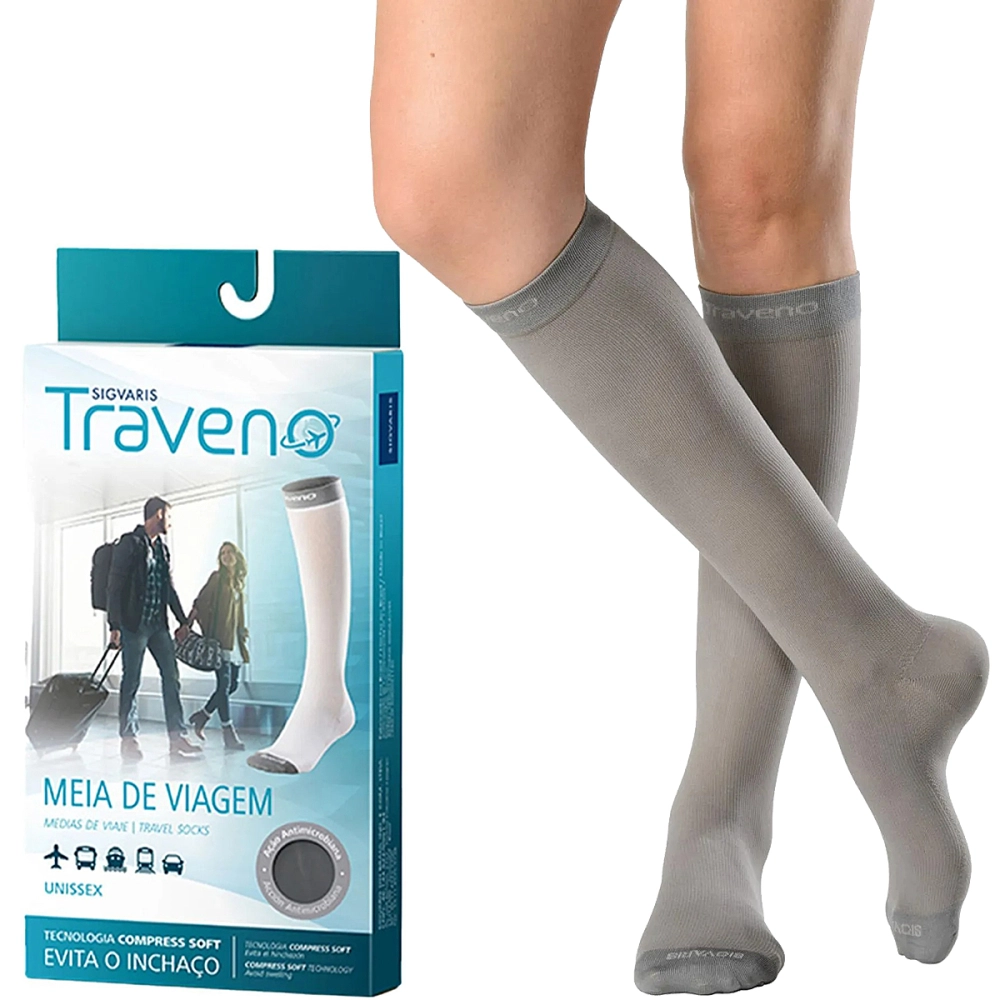 Meia Para Viagem 3/4 Compressão Suave Traveno Fechada Evita Inchaço Unissex Sigvaris Meia Para Viagem 3/4 Compressão Suave Traveno Fechada Evita Inchaço Unissex Sigvaris