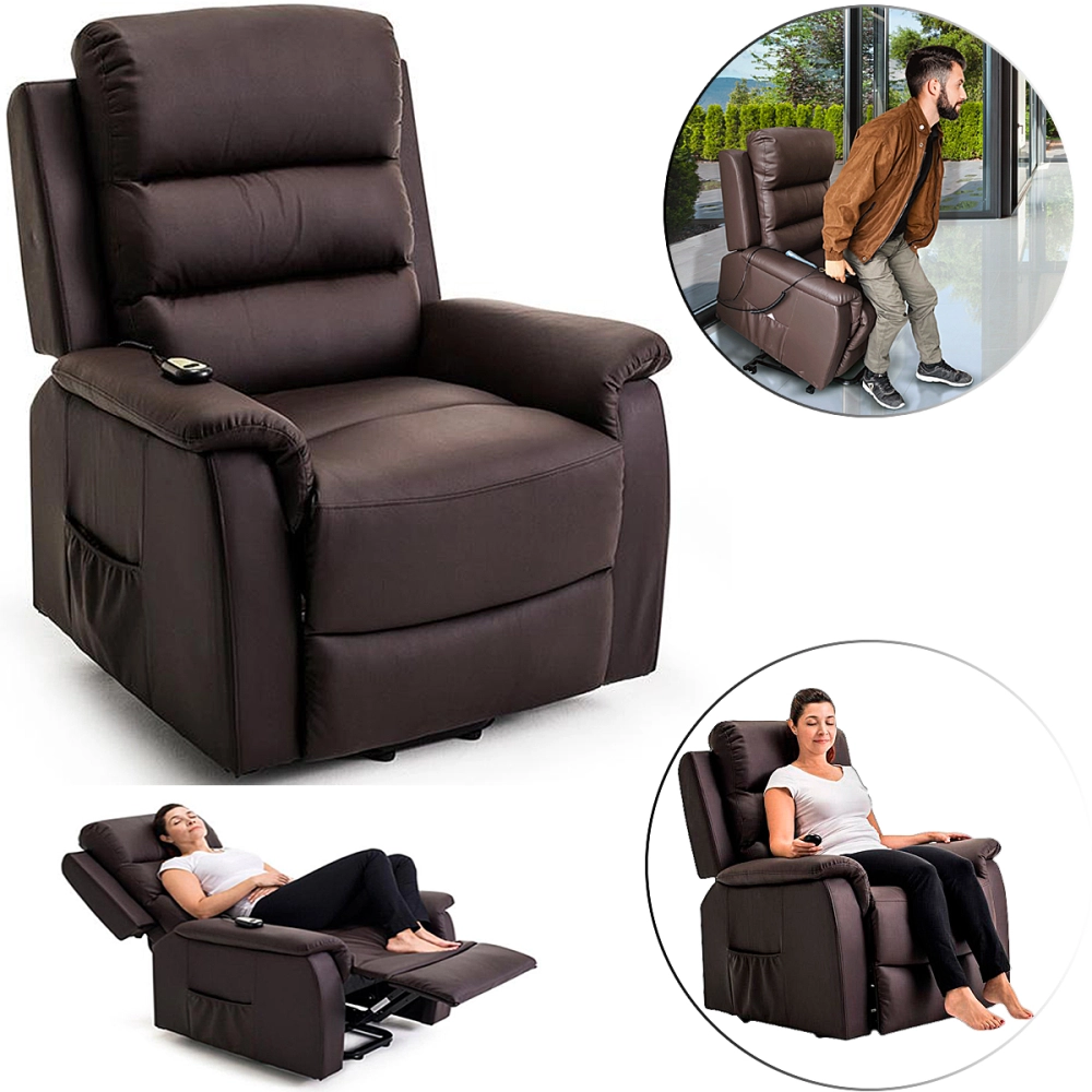 Poltrona Cadeira Massageadora Eletrica Reclinavel Com Elevaçao Theralift TM3000 Standard Bivolt Com Controle Remoto Theramart