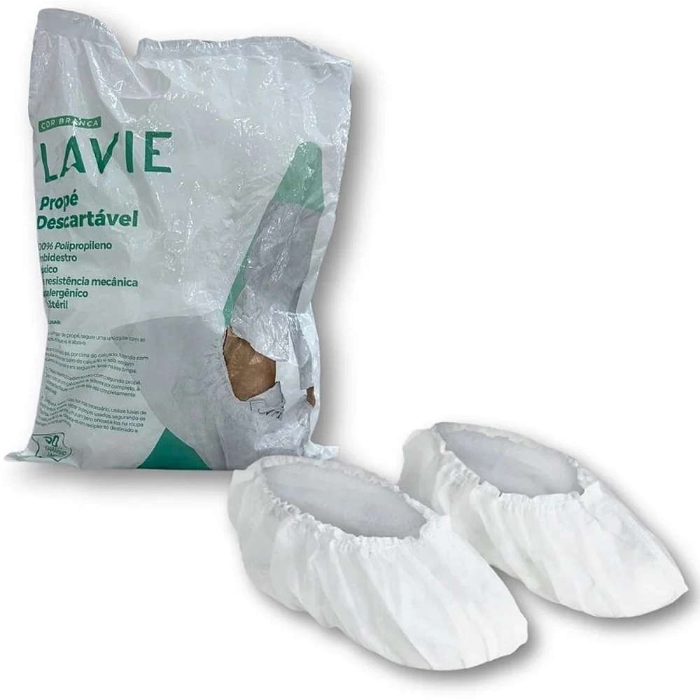 Propé Sapatilha Descartavel Branco Protetor de Calçados 100 Unidades Lavie