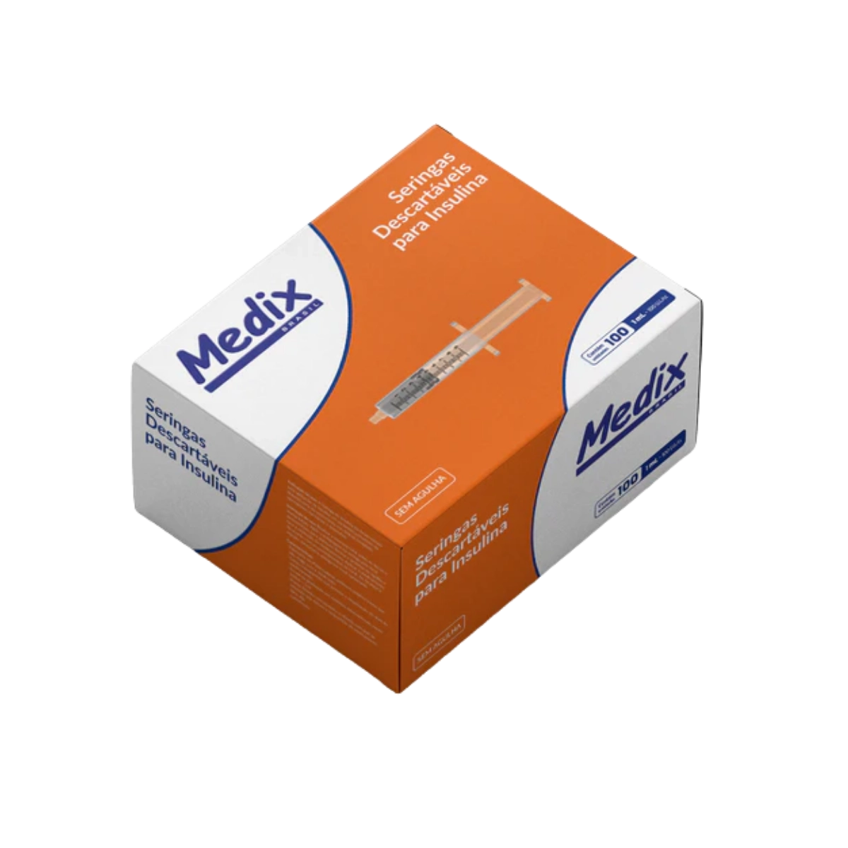 Seringa Descartáveis 1 ML Sem Agulha 100 U.I Zero Resíduo 
