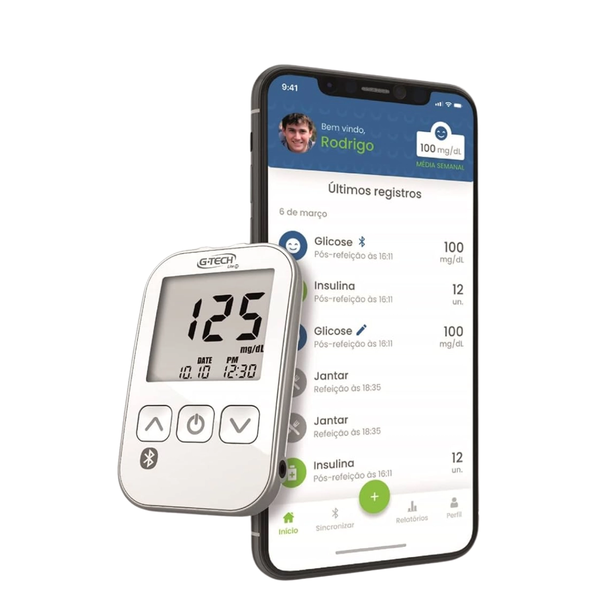 Medidor De Glicose G-tech Lite Smart Com Bluetooth 