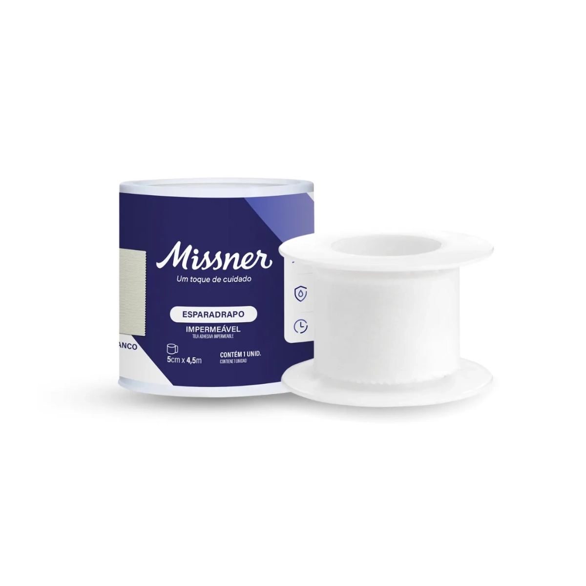 Esparadrapo Impermeavel 5cm x 4,5m Branco Missner