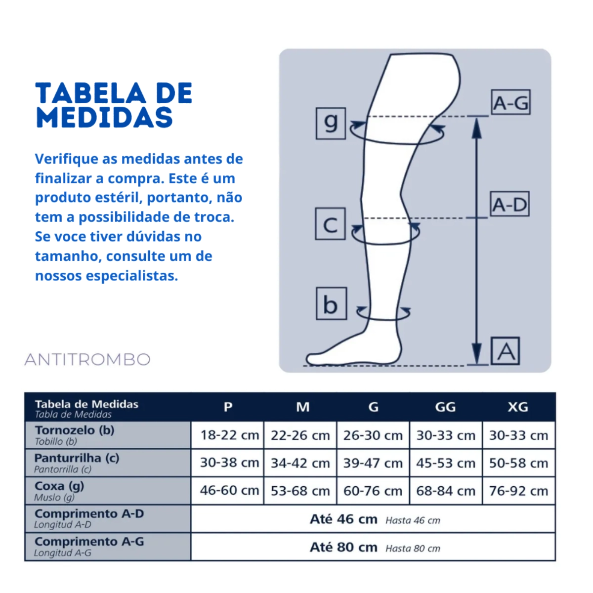 Meia 3/4  Anti trombo 18~23mmhg Estéril Sigvaris