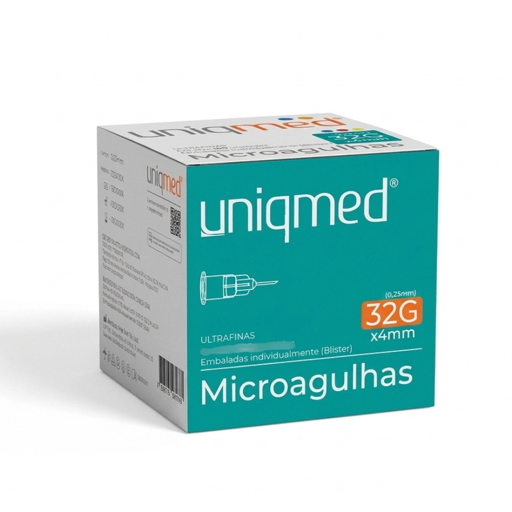Agulha Lebel Mesoterapia 32g 0,23mmX4mm Microagulha Unidade Uniqmed 
