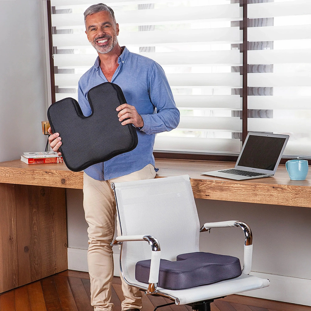 Almofada Assento Ortopedico Especial Coccix Para Dores E Desconfortos Ao Sentar Anatomico Com Base Antiderrapante 40 x 35 x 9 Cm Perfetto 209045