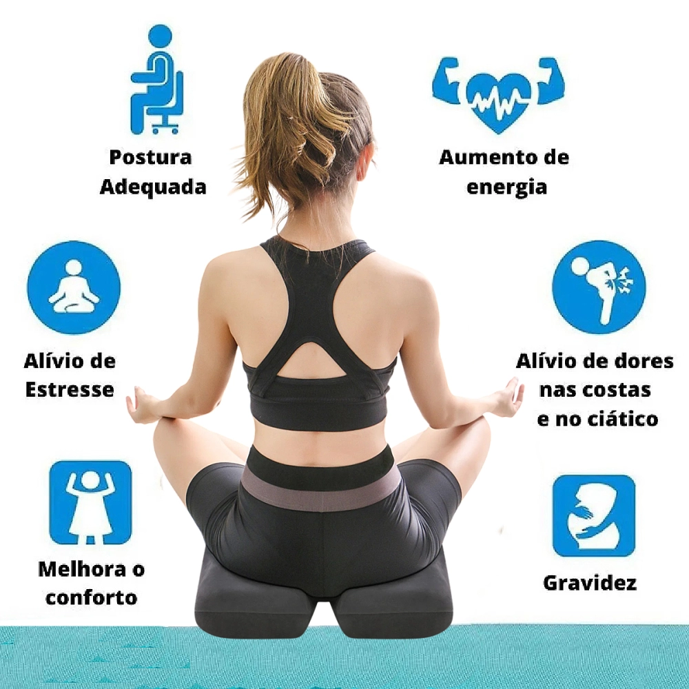 Almofada Assento Ortopedico Especial Coccix Para Dores E Desconfortos Ao Sentar Anatomico Com Base Antiderrapante 40 x 35 x 9 Cm Perfetto 209045