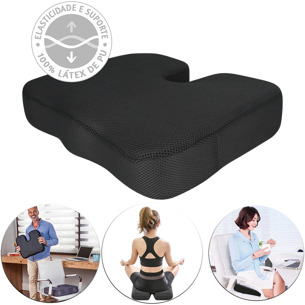 Almofada Assento Ortopedico Especial Coccix Para Dores E Desconfortos Ao Sentar Anatomico Com Base Antiderrapante 40 x 35 x 9 Cm Perfetto 209045