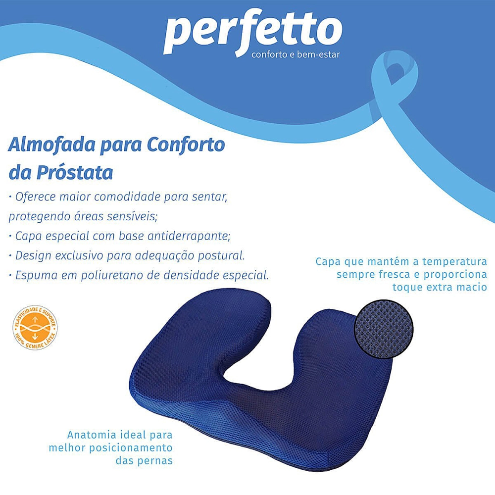 Almofada Assento Ortepedica Anatomica Para Conforto Da Prostata Pos Operatorio 44 x 37 x 7 Cm Perfetto 201928