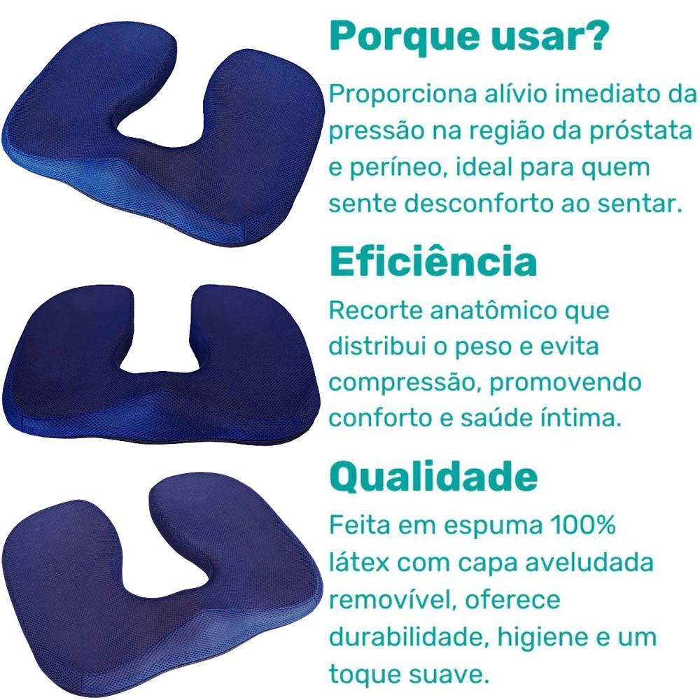 Almofada Assento Ortepedica Anatomica Para Conforto Da Prostata Pos Operatorio 44 x 37 x 7 Cm Perfetto 201928