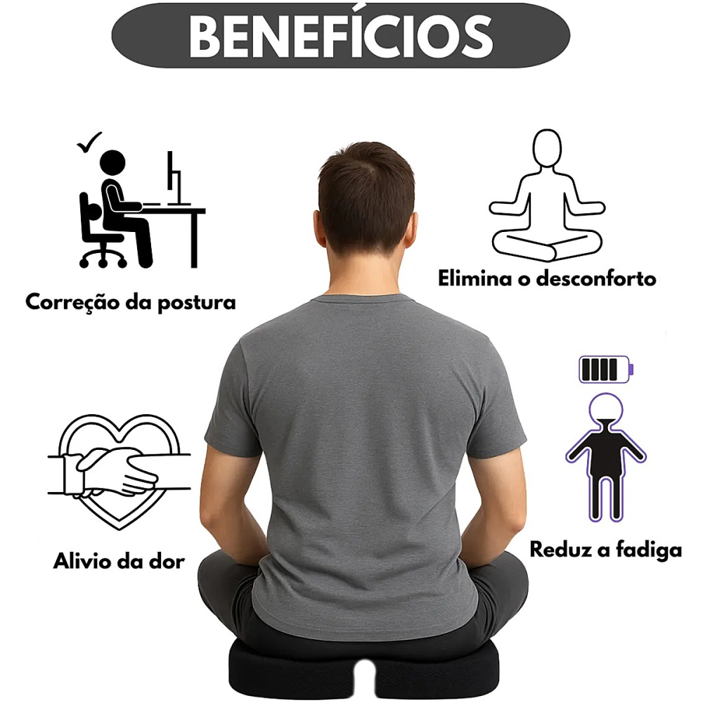 Almofada Assento Ortepedica Anatomica Para Conforto Da Prostata Pos Operatorio 44 x 37 x 7 Cm Perfetto 201928