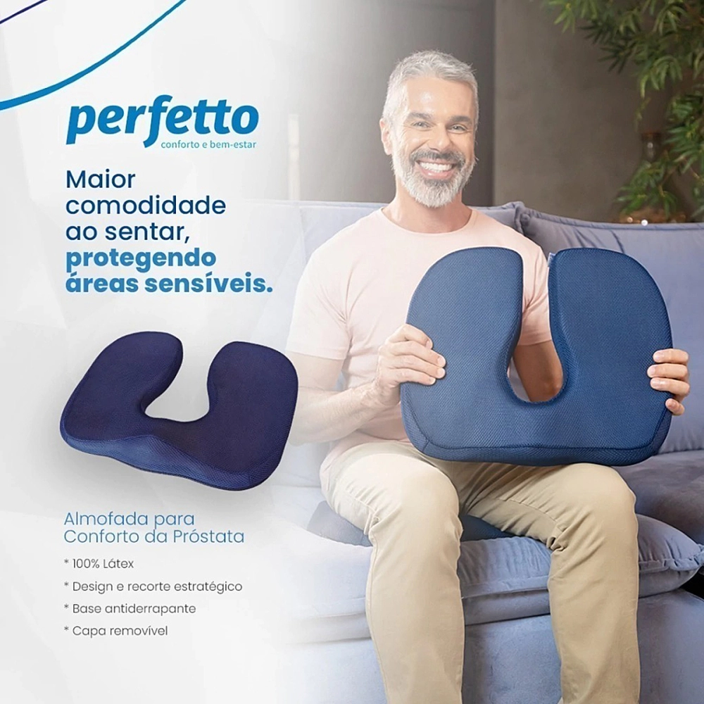 Almofada Assento Ortepedica Anatomica Para Conforto Da Prostata Pos Operatorio 44 x 37 x 7 Cm Perfetto 201928