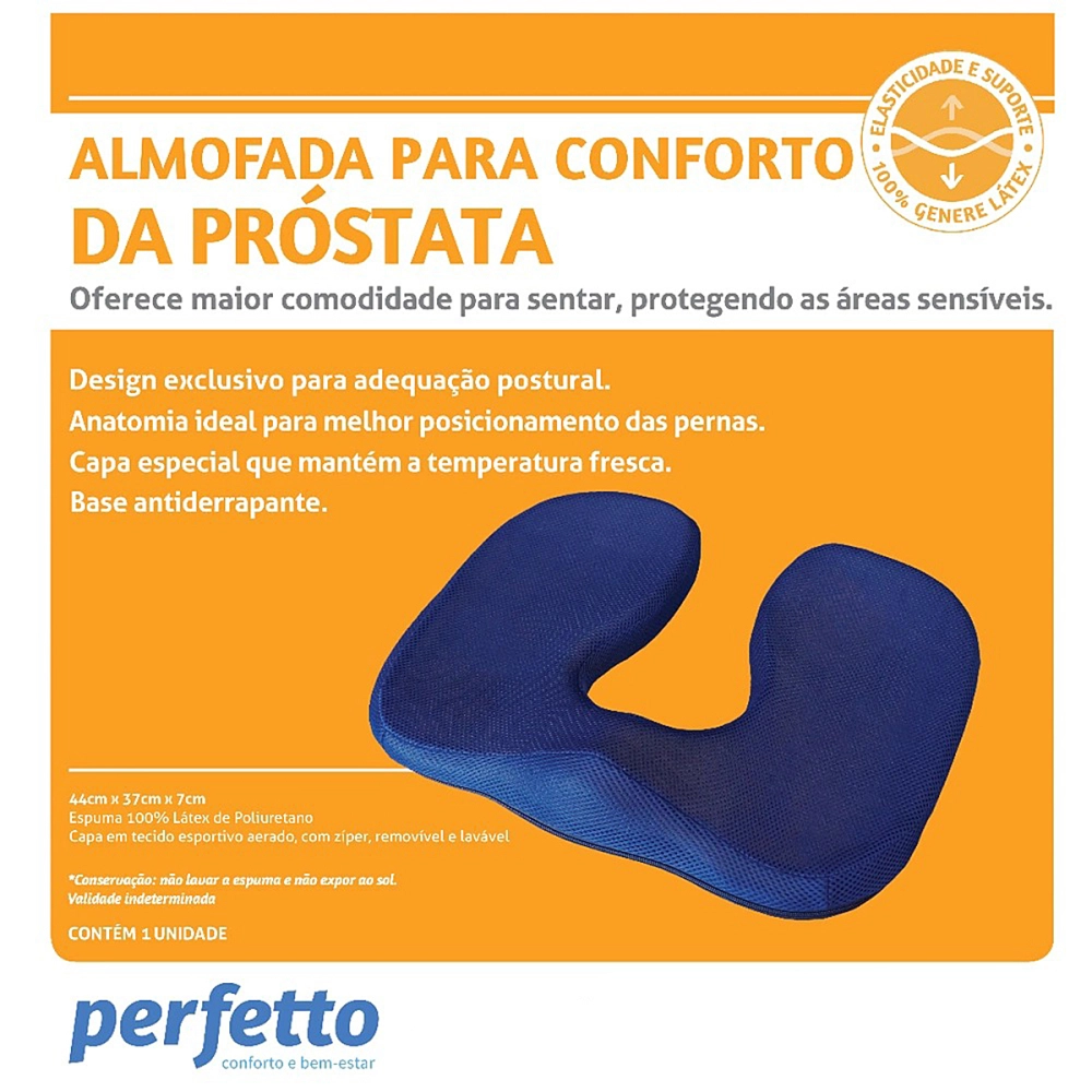 Almofada Assento Ortepedica Anatomica Para Conforto Da Prostata Pos Operatorio 44 x 37 x 7 Cm Perfetto 201928