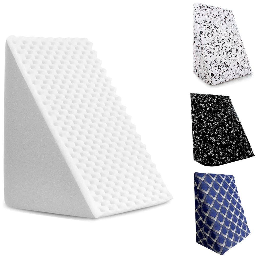Almofada Espuma Encosto Triangular Multiuso Anti Varizes Pós Operatório Amamentação Refluxo Postura Ortopédico Cervical Lombar + Capa Natural Home Care