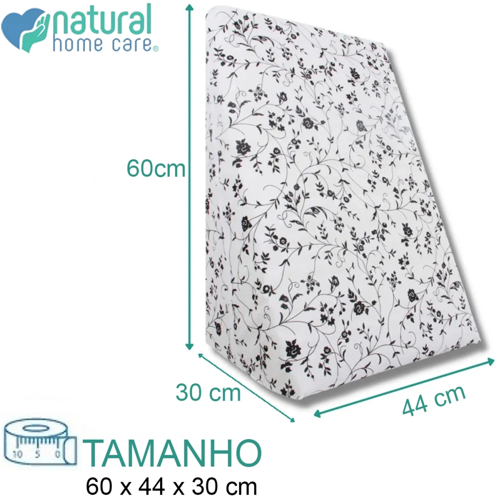 Almofada Espuma Encosto Triangular Multiuso Anti Varizes Pós Operatório Amamentação Refluxo Postura Ortopédico Cervical Lombar + Capa Natural Home Care