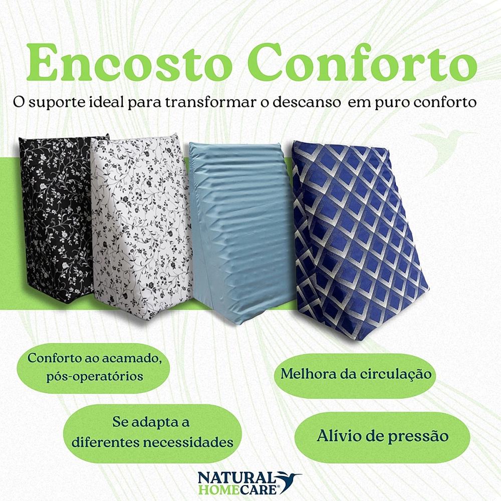 Almofada Espuma Encosto Triangular Multiuso Anti Varizes Pós Operatório Amamentação Refluxo Postura Ortopédico Cervical Lombar + Capa Natural Home Care