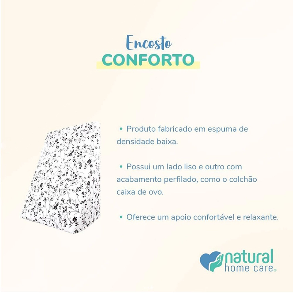 Almofada Espuma Encosto Triangular Multiuso Anti Varizes Pós Operatório Amamentação Refluxo Postura Ortopédico Cervical Lombar + Capa Natural Home Care