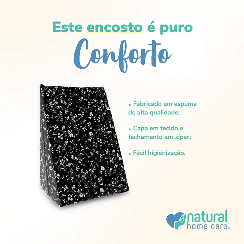 Almofada Espuma Encosto Triangular Multiuso Anti Varizes Pós Operatório Amamentação Refluxo Postura Ortopédico Cervical Lombar + Capa Natural Home Care