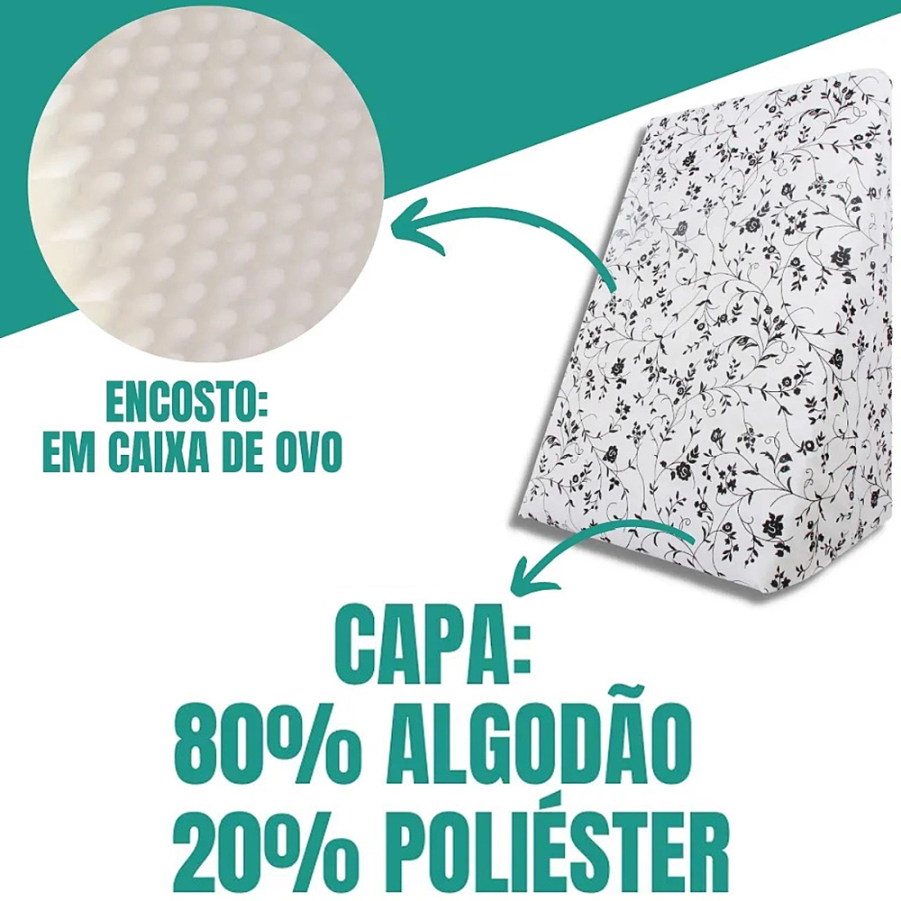 Almofada Espuma Encosto Triangular Multiuso Anti Varizes Pos Operatorio Amamentaçao Refluxo Postura Ortopedico Cervical Lombar + Capa Natural Home Care