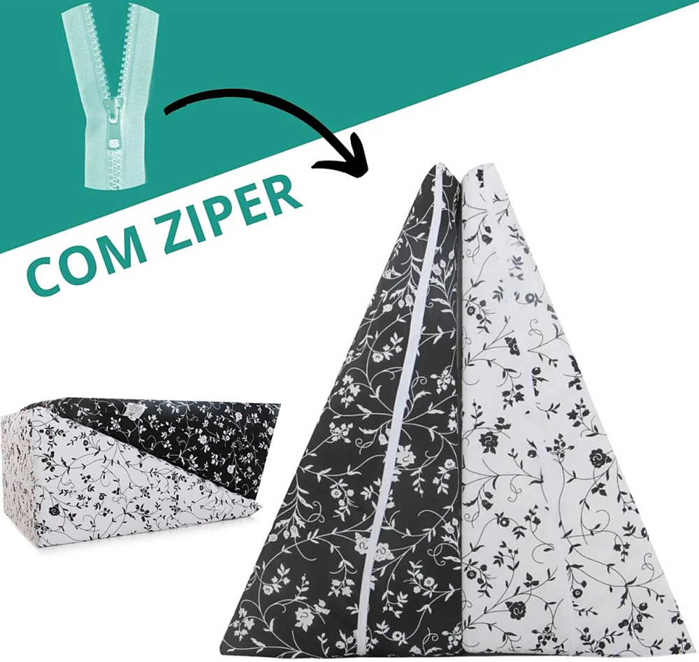 Almofada Espuma Encosto Triangular Multiuso Anti Varizes Pos Operatorio Amamentaçao Refluxo Postura Ortopedico Cervical Lombar + Capa Natural Home Care