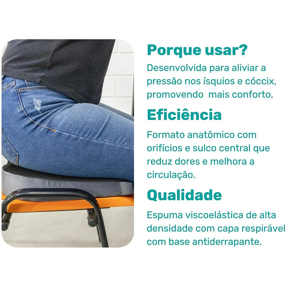 Almofada Para Conforto Dos Isquinos Capa Especial Para Maior Conforto Das Pernas 47 x 42 x 8 Cm Perfetto 202208