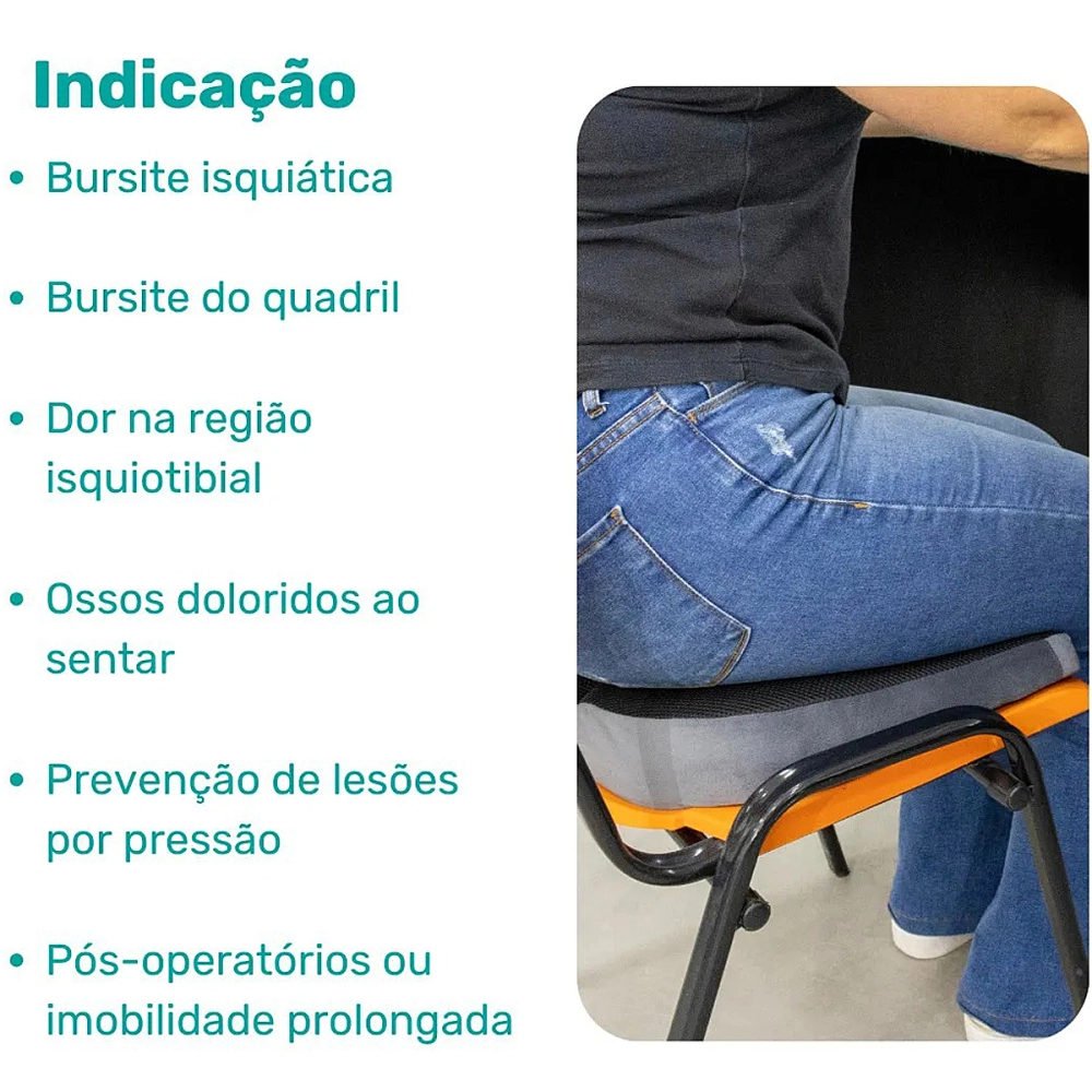 Almofada Para Conforto Dos Isquinos Capa Especial Para Maior Conforto Das Pernas 47 x 42 x 8 Cm Perfetto 202208