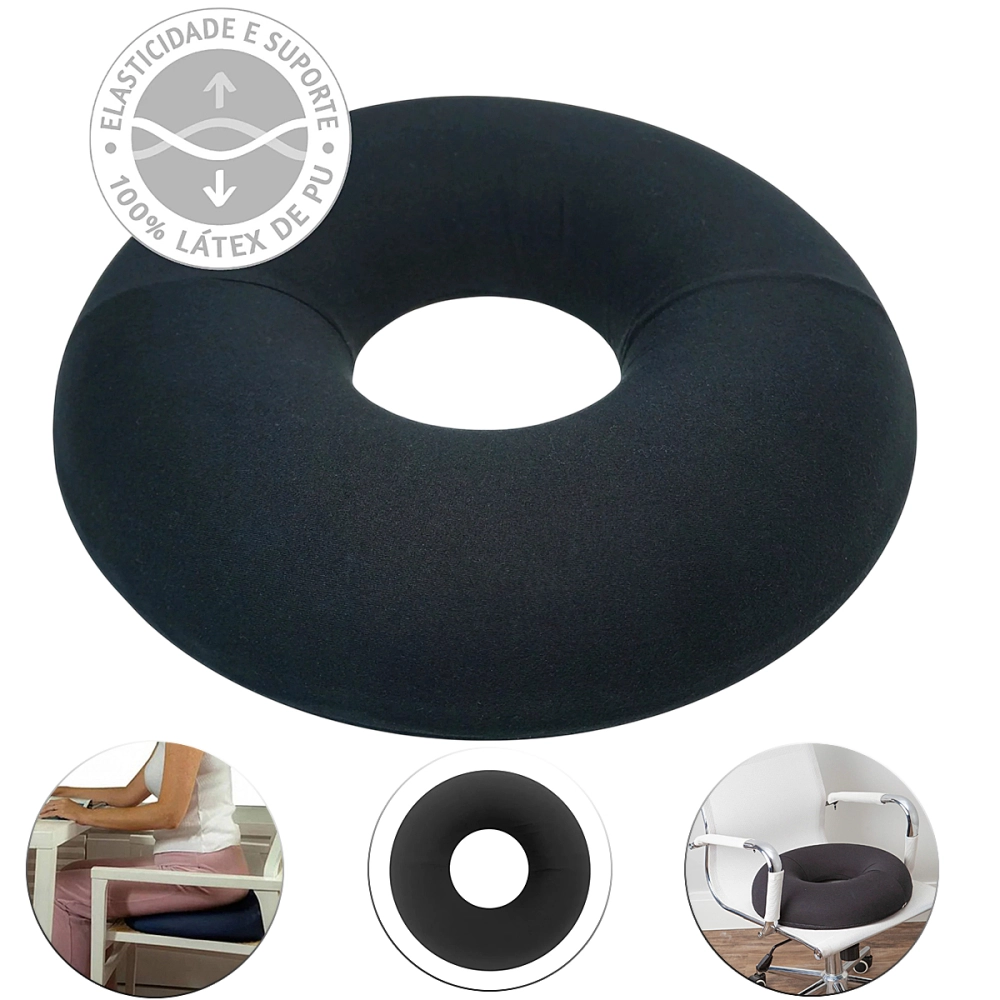 Assento Almofada Soft Preto Para Alivio De Pressao em Areas Sensiveis Tamanho Grande 40 x 13 x 7 Cm Perfetto 209078