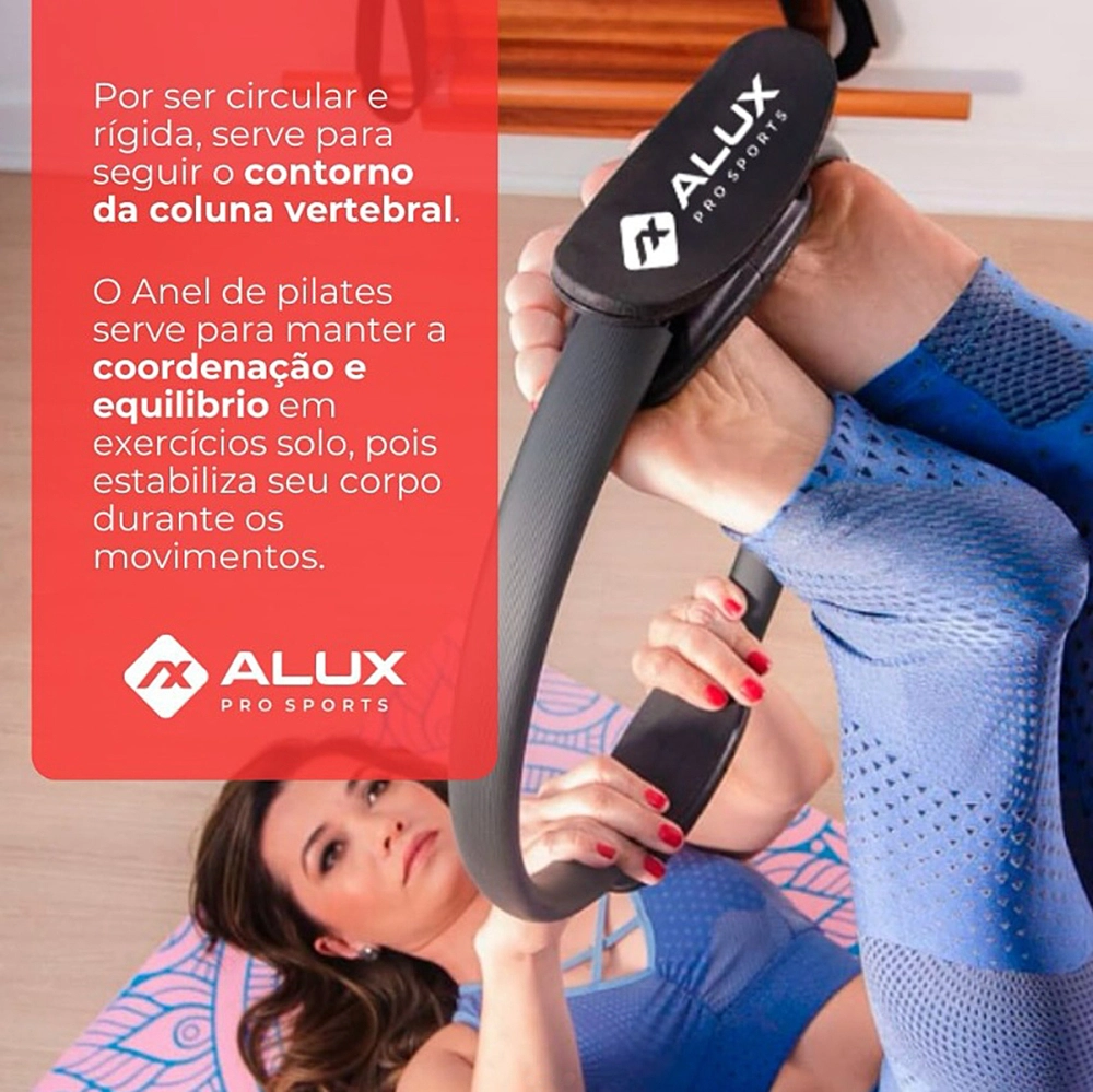 Anel De Pilates Yoga Arco Tonificador Flexível Fisioterapia Exercícios Fitness Circulo ALUX Pro Sports