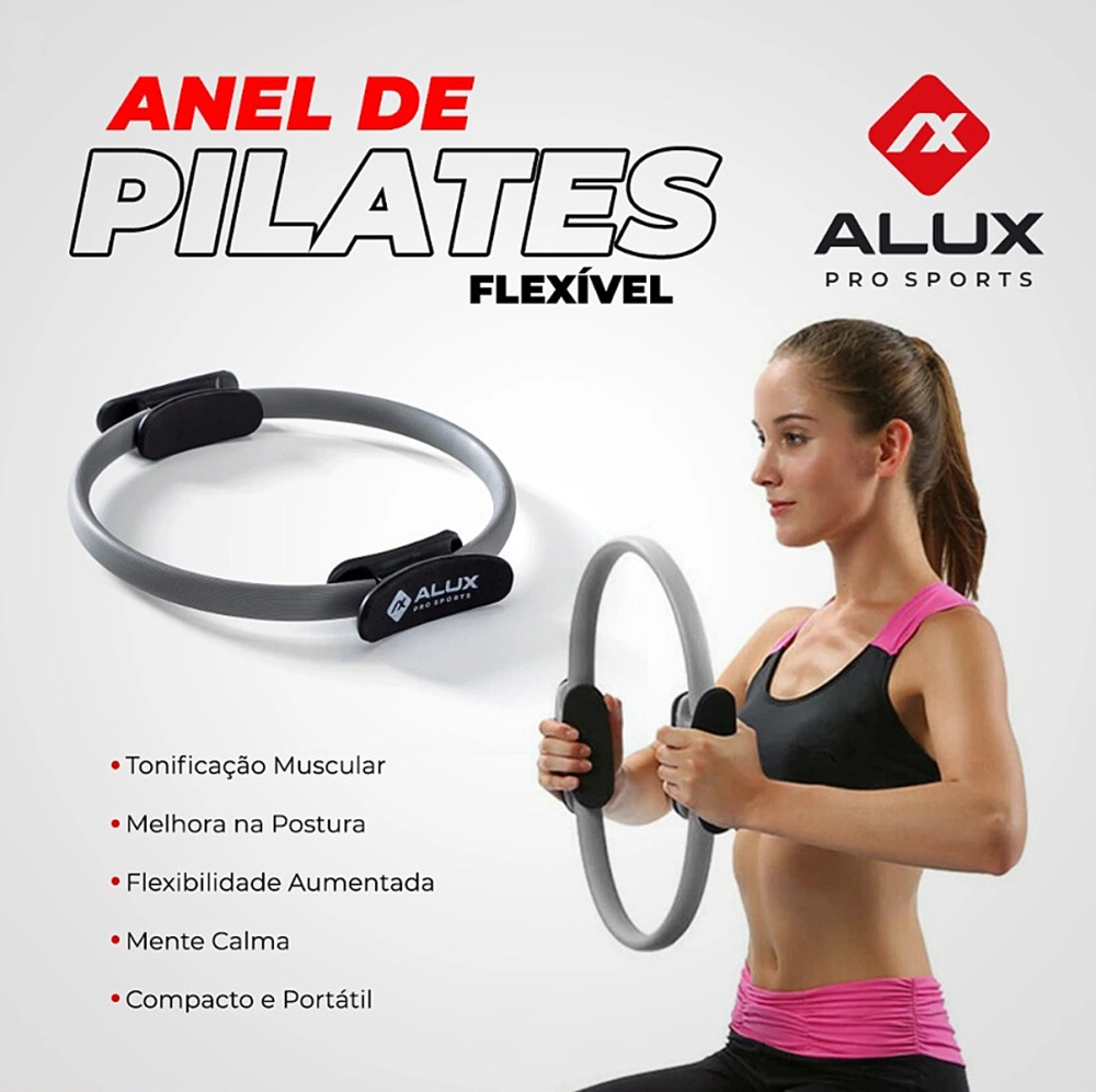 Anel De Pilates Yoga Arco Tonificador Flexível Fisioterapia Exercícios Fitness Circulo ALUX Pro Sports