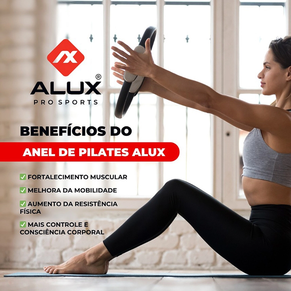 Anel De Pilates Yoga Arco Tonificador Flexível Fisioterapia Exercícios Fitness Circulo ALUX Pro Sports