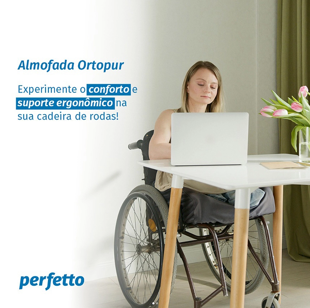 Almofada Assento Espuma Com Densidade Ultra Firme E Base Antiderrapante Para Cadeiras De Rodas 44 x 40 x 10 Cm Ortopur 44 Perfetto 209135