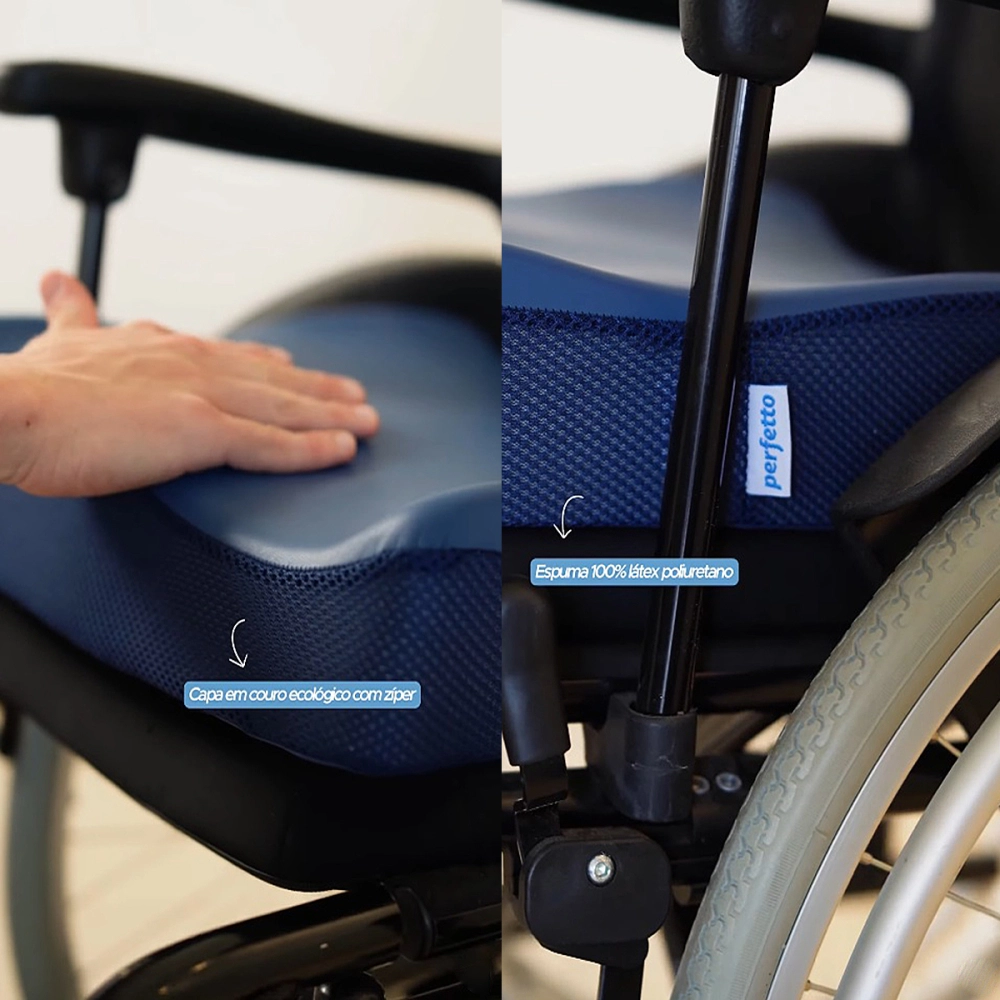 Almofada Assento Espuma Com Densidade Ultra Firme E Base Antiderrapante Para Cadeiras De Rodas 44 x 40 x 10 Cm Ortopur 44 Perfetto 209135