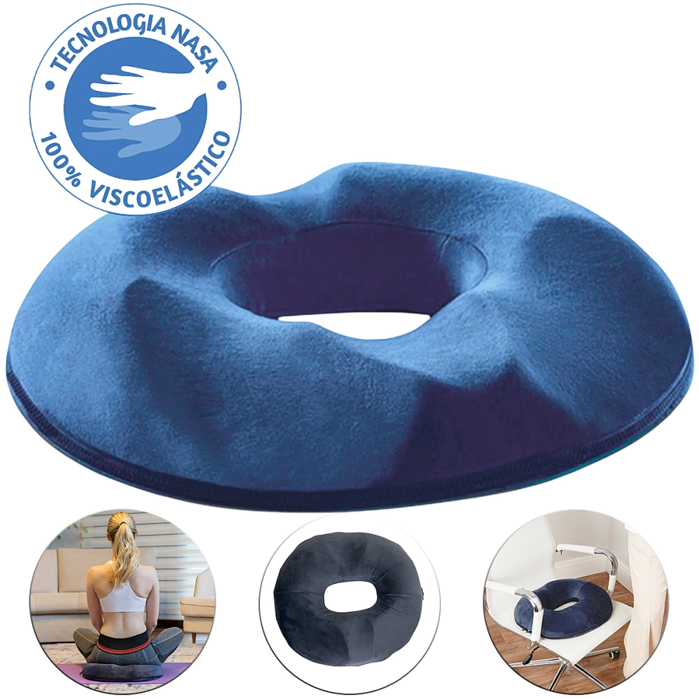 Assento Almofada Redonda Soft Visco Elastico Tecnologia NASA Luxo Alivio De Pressao Em Areas Sensiveis 47 x 42 x 8 Cm Perfetto 202202