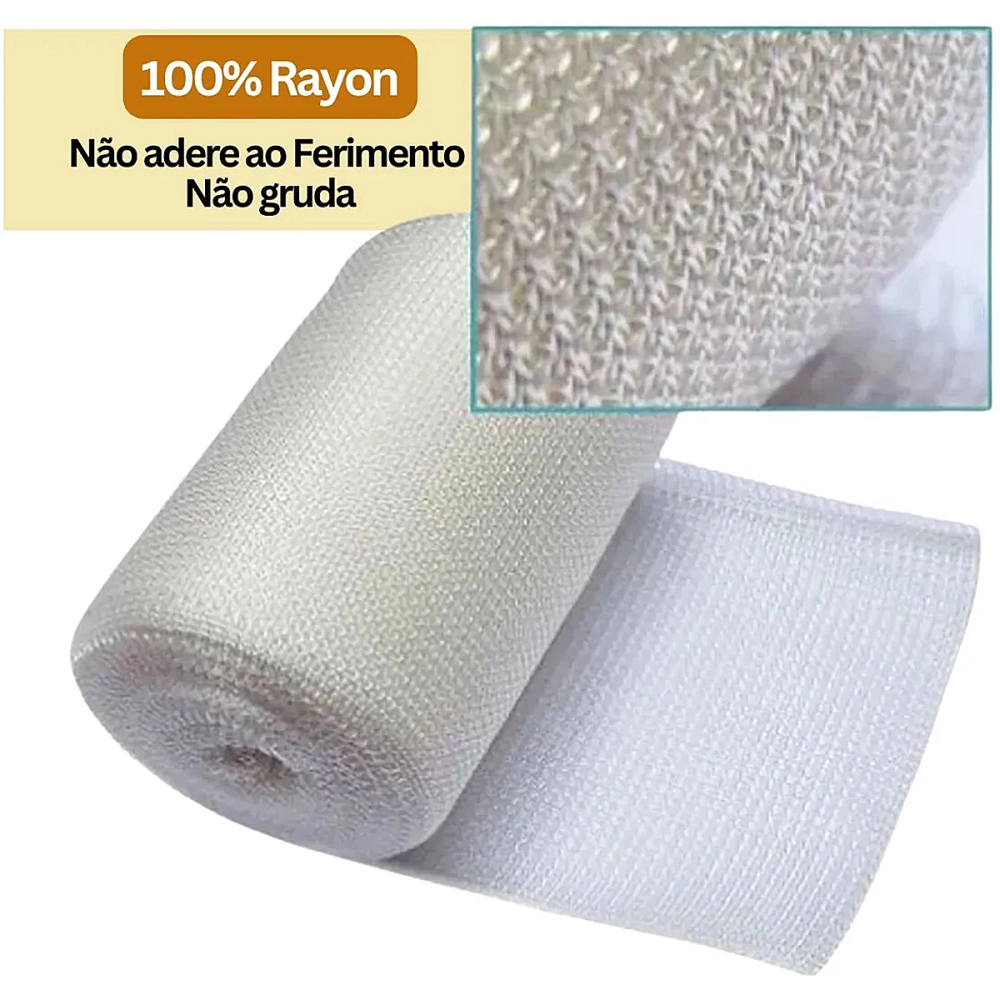 Atadura Rayon 7,5x5 Gaze Não Aderente Estéril MediHouse 100% Rayon