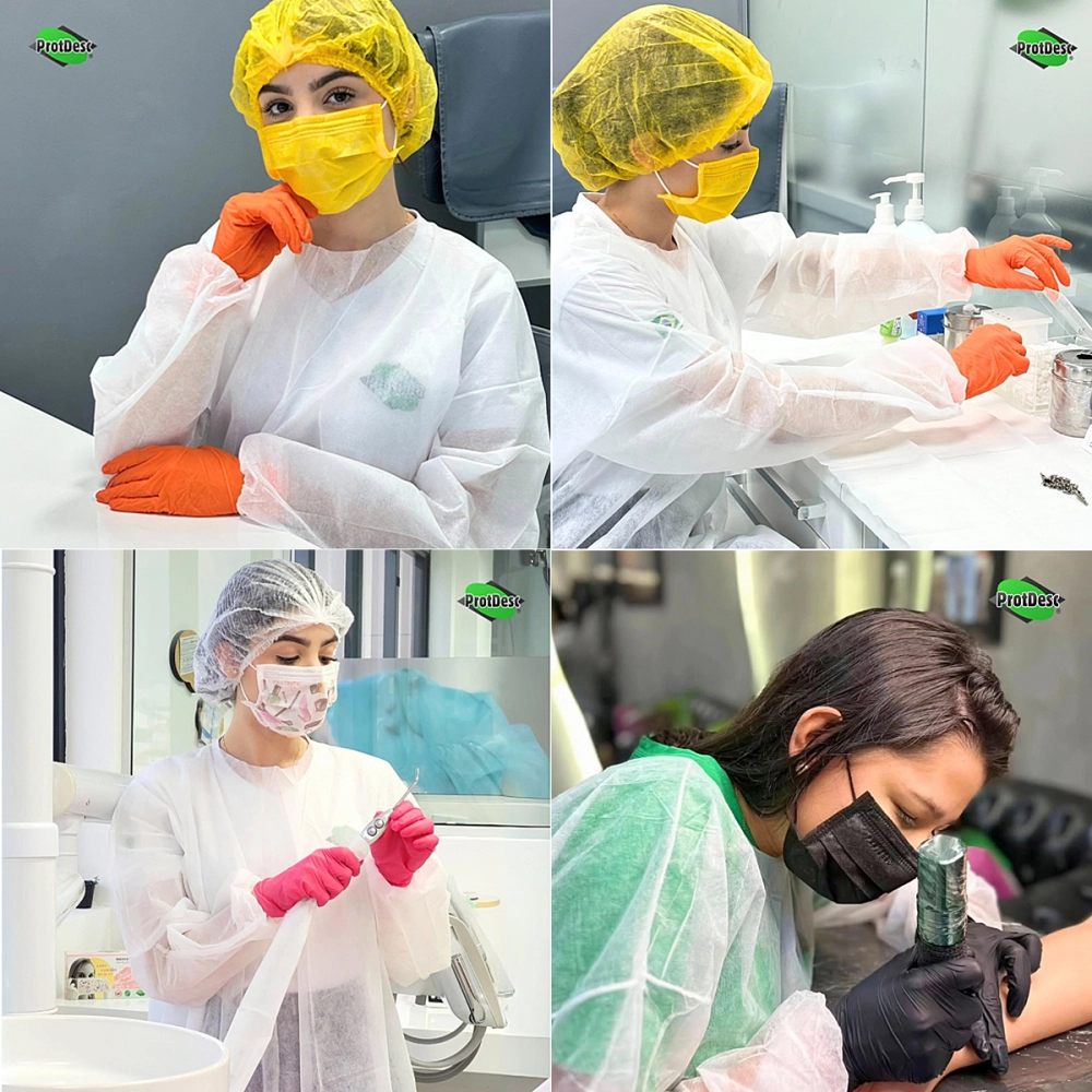 Avental Descartavel BrancoTNT Manga Longa 10 Unidades Gramatura 30 Protdesc