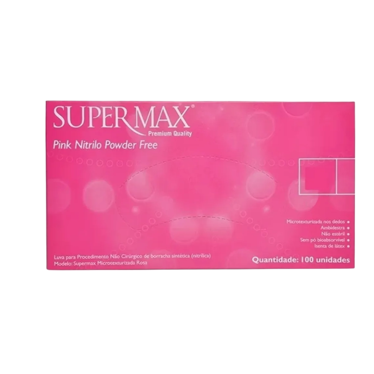 Luva para Procedimento Nitrílica Rosa SuperMax
