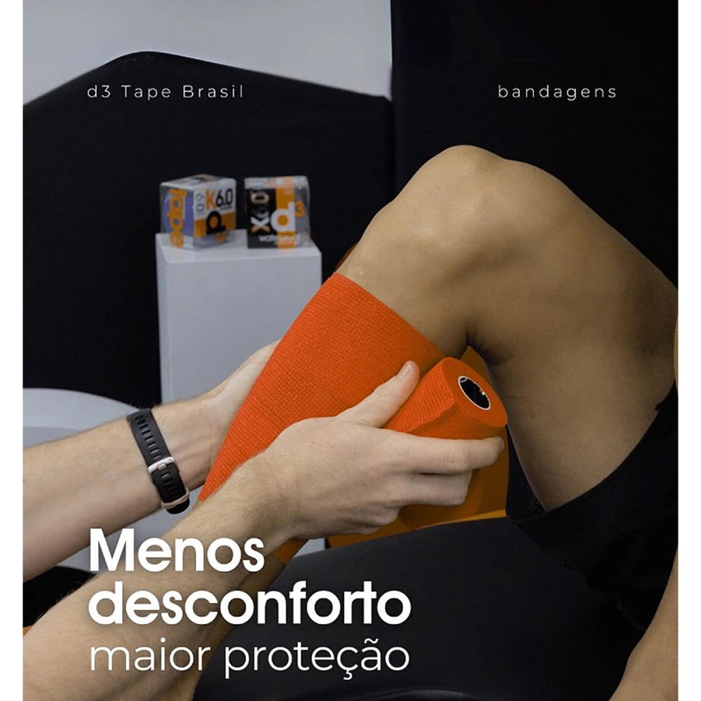 Bandagem Elástica Adesiva Autoaderente Coesiva Imobilização Compressão Resistente 100MM x 5 M D3 Tape