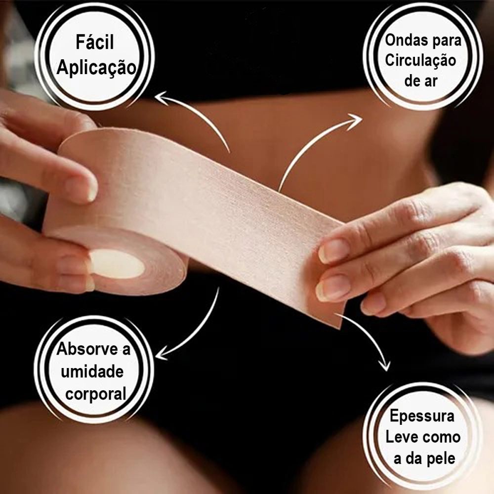 Bandagem Fita Faixa Rolo Kinesiológica Pós Operatório Cinesiologia Hidrofóbica Elástica Autoaderente Funcional 5cm x 6 Metros D3 Tape