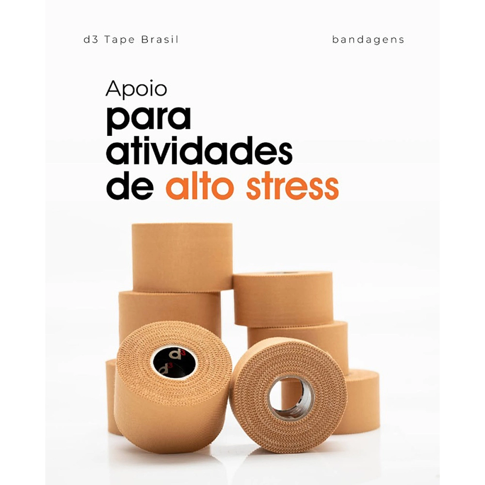 Bandagem Fita Faixa Rolo Kinesiológica Pós Operatório Cinesiologia Hidrofóbica Elástica Autoaderente Funcional 5cm x 6 Metros D3 Tape